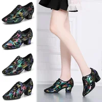 Colorful Natural leather Latin Dance Shoes Ventilation Teacher Shoes With Soft Square Dance Shoes Sneakers Ballroom Dancing 1