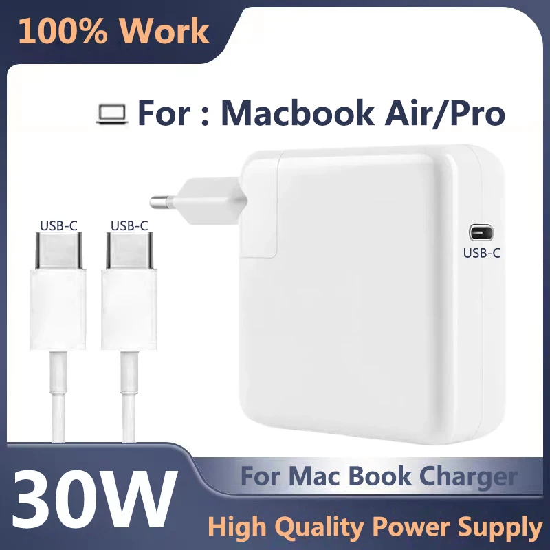 30W PD USB-C Power MagSaf* Adapter Laptop Notebook Fast Charger