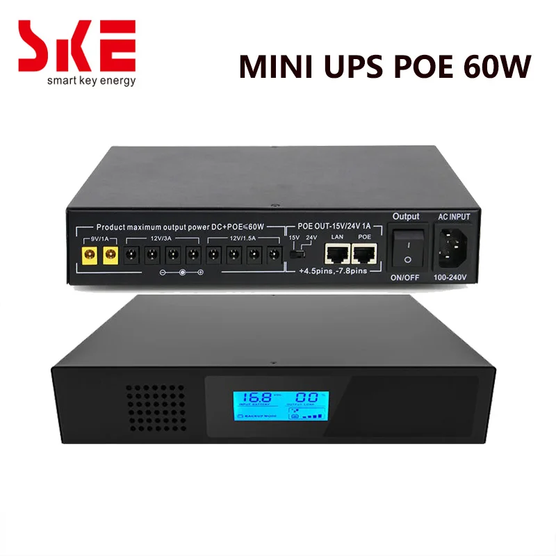 SKE Mini DC UPS POE 60W UPS Portable Battery Backup Uninterrupted Power  Supply Output DC 9V