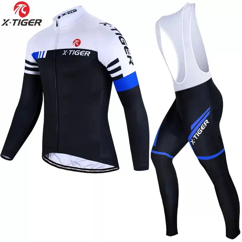 X-TIGER Cycling Jerseys Set Autumn Riding Long Sleeves Men's Cycling Bib Set Bicycle Clothing Spring MBT Breathable Bike Clothes