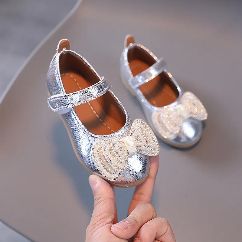 

Girl's Mary Janes Wedding Spring Autumn Versatile Children Princess Causal Shallow Shoes Sweet Toddlers Rhinestone Bowknot Flats