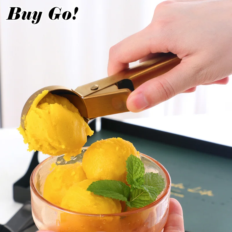 Ice Cream Scoops Stacks Stainless Steel Ice Cream Digger Non-Stick Fruit Ball Maker Watermelon Spoon Tool 1/2PCS ice cream scoop,ice shovel scoop,ice cube scoop