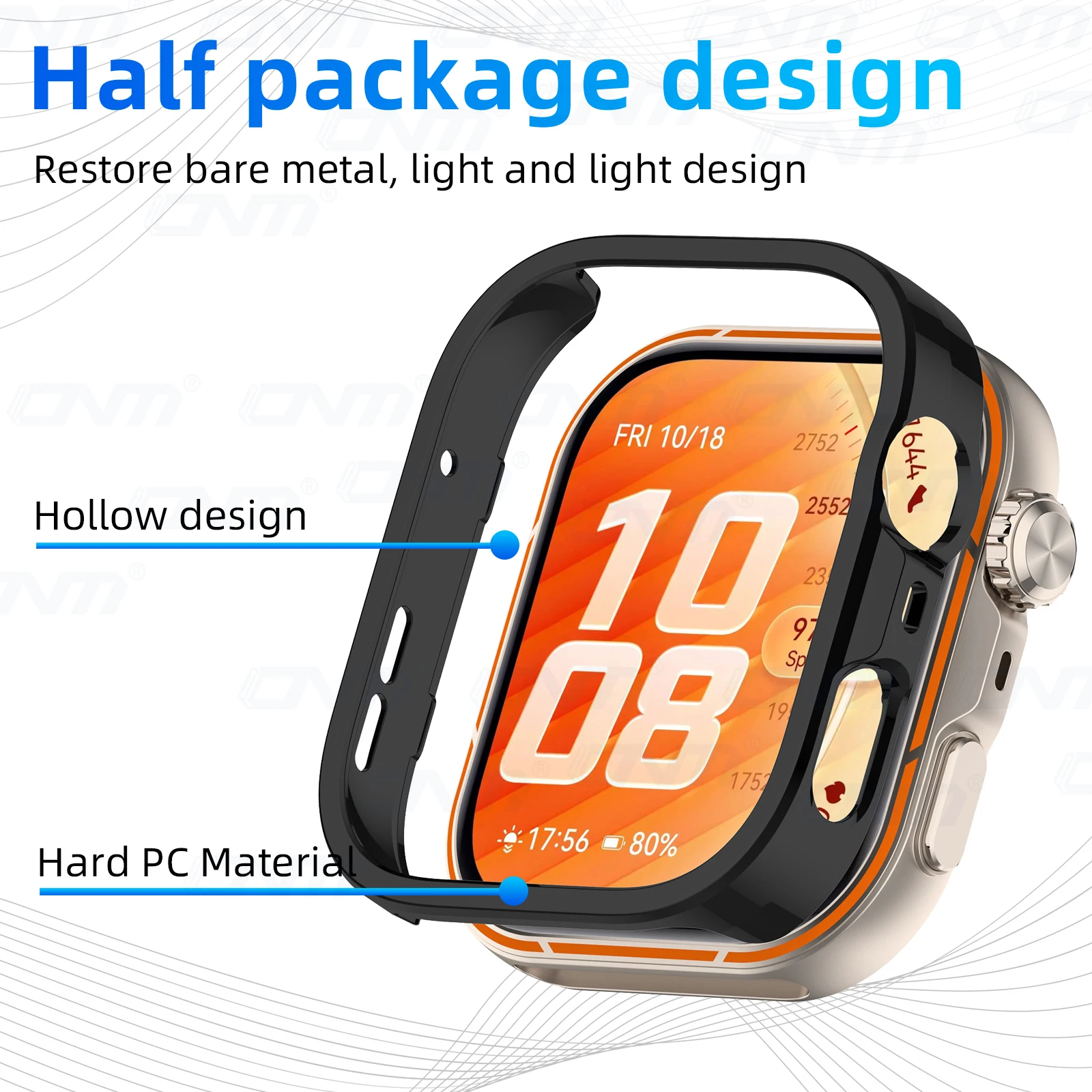 Shockproof Protective Hard Case for Huawei Watch Fit Series - Bumper Shell with Hollow Out Design