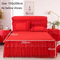 Princess Thicken Padding Bed Skirt Non-slip Flat Bed Skirt Quilted Bedspread Soft Warm King Queen Bed Skirt Without Pillowcase 1