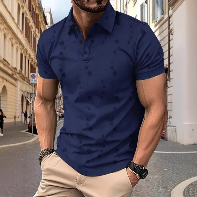 Polo à revers décontracté pour hommes, Streetwear à boutons à pois, haut à motifs imprimés personnalisés, Logo, T-shirt de Golf pour bureau et affaires, nouvelle collection 1