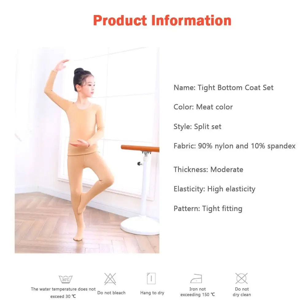 Mode Winter Kinder Thermo-Unterwäsche Anzüge Nude Farbe Fleece Tanz Strumpfhosen Warme Stretch Trikot – Detail 11