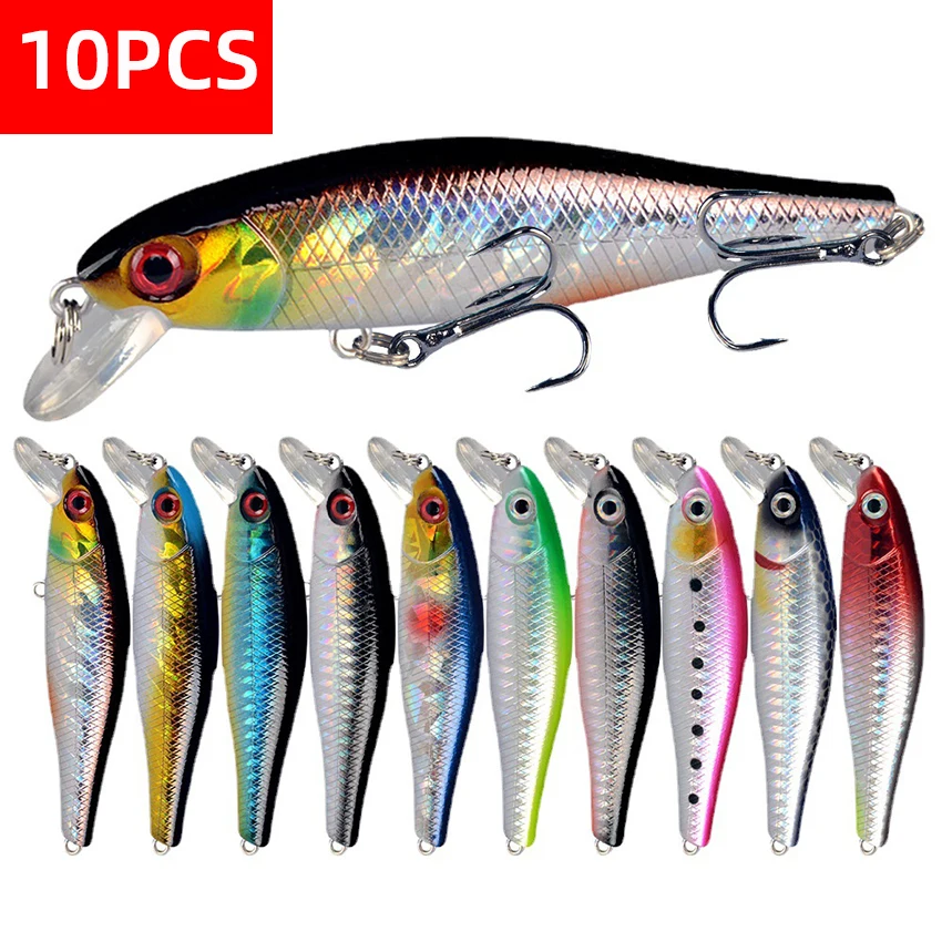 

10pcs Minnow Fishing Lure 3D Eyes 8.5cm/9.2g Crankbait Wobblers Artificial Hard Bait Bass Pike Carp Fishing Pesca