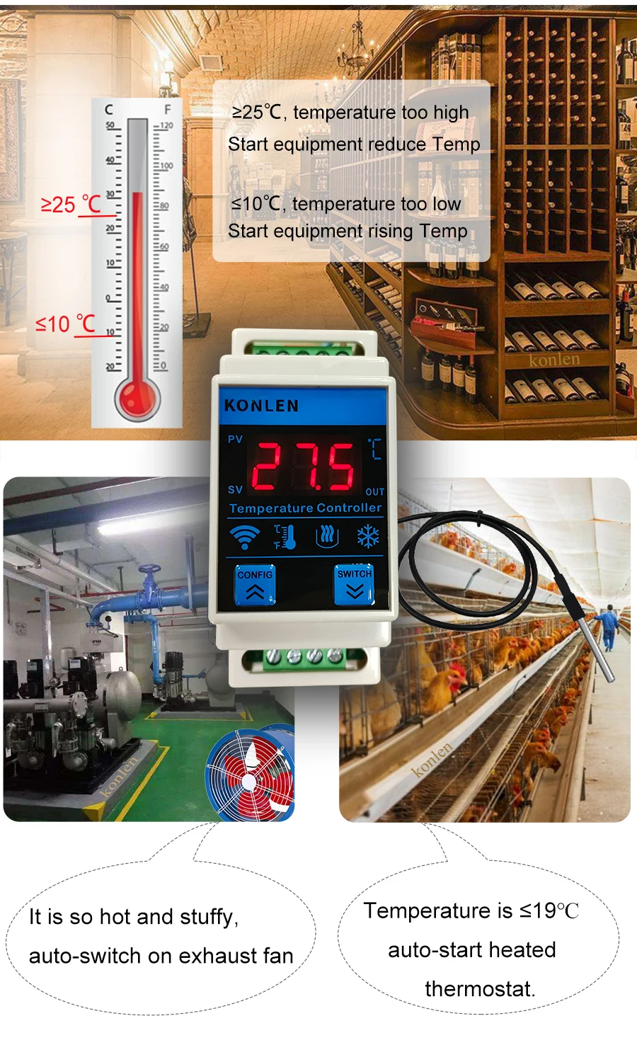 Tuya WIFI temperature Sensor Thermometer Monitor Heating Freezer Controller Room