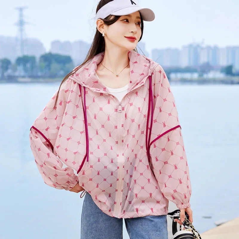 Spring Summer Hooded Long Sleeve Jacket Women Sweatshirt Beach Sun Protection Clothing Korean Fashion Coats Thin Tops Outdoor 10 pieces winter waterproof outdoor faucet cover outside garden faucet freeze protection sock reusable tap protector