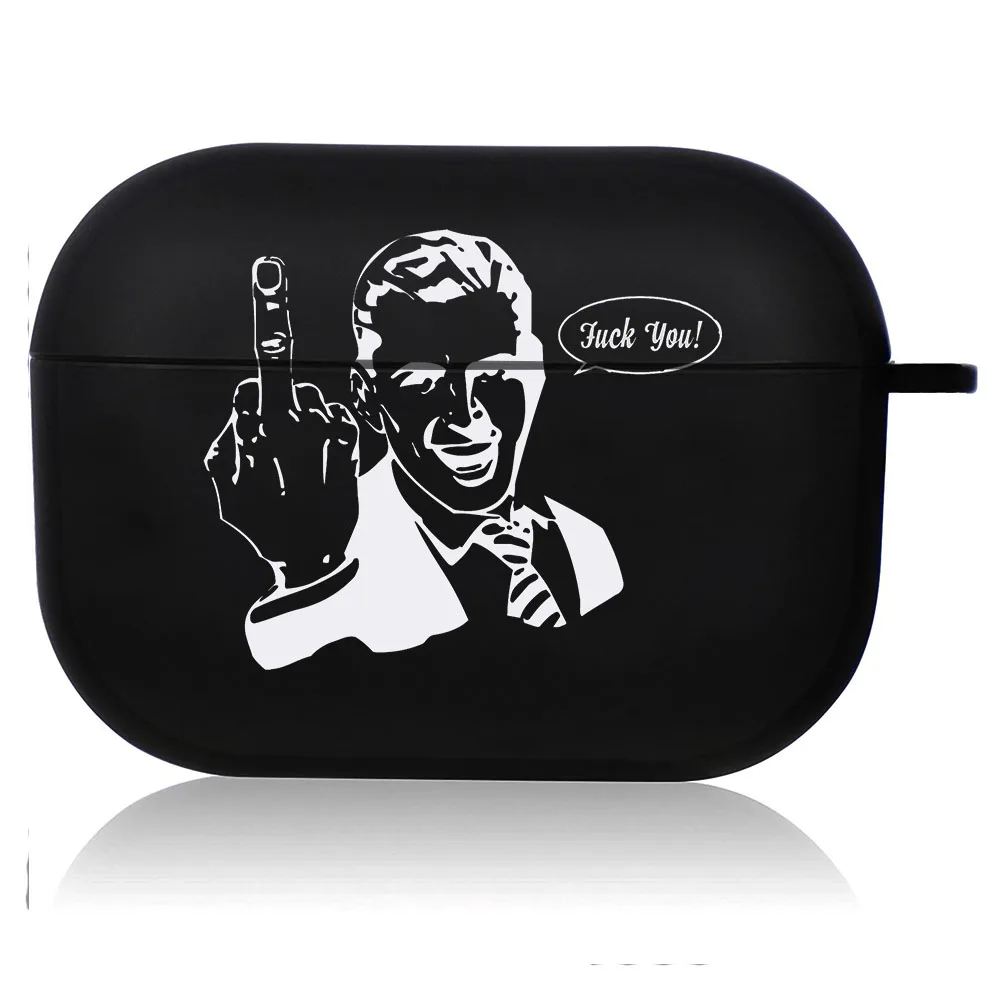 Creative Line Art Black Airpod Case - Cute Cartoon Design