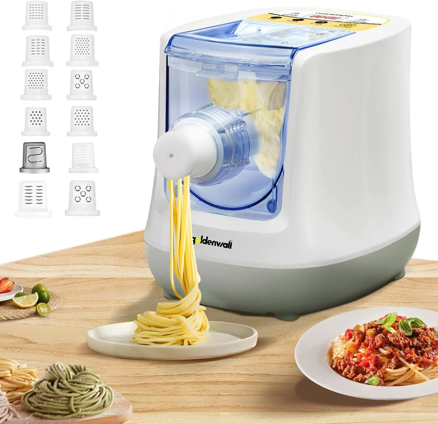 Automatic Pasta Maker Machine Electric, Digital Control with 12 Shape Discs for Homemade Noodles, Spaghetti, Fettucine and Penne