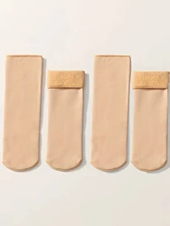 Women's Winter Insulated Cashmere Boot Socks - Thick, High-Quality Velvet Floor Socks (2 Pair Beige)