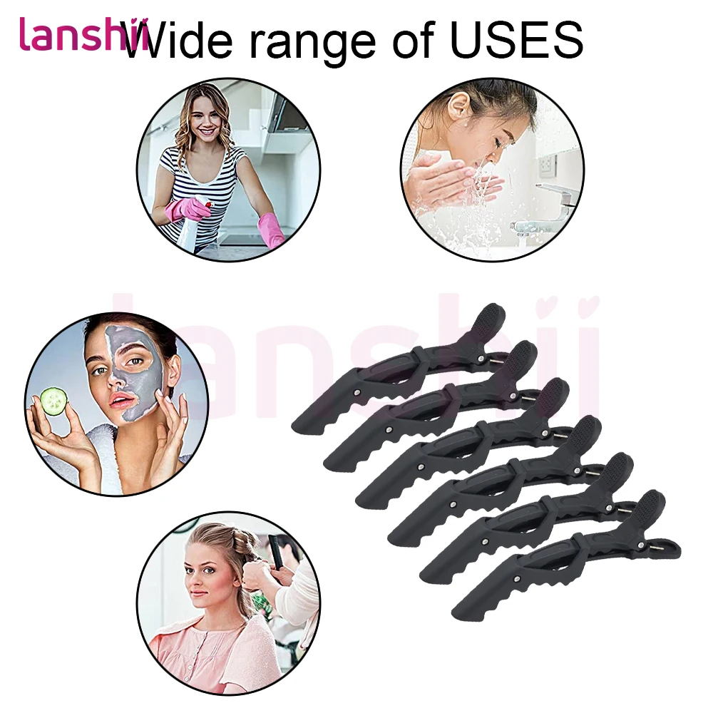 Lanshii 6PCS 무광택 헤어 클립 ? 살롱 헤어 스타일링, 커팅 및 미용용 악어형 섹션 클립