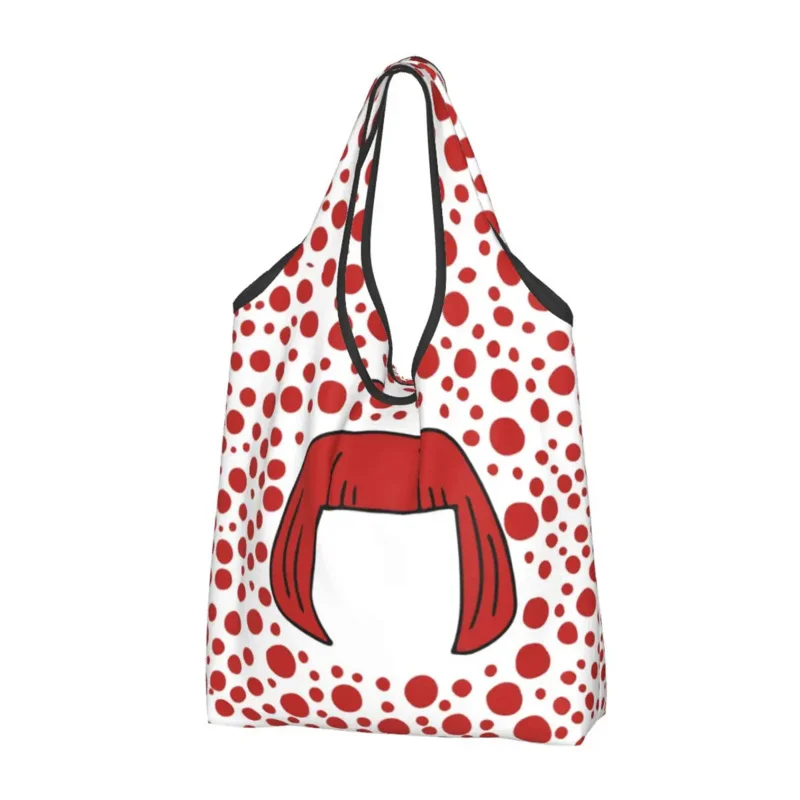 

Recycling Yayoi Kusama Pumpkin Shopping Women Tote Bag Portable Aesthetic Polka Grocery Shopper Bags