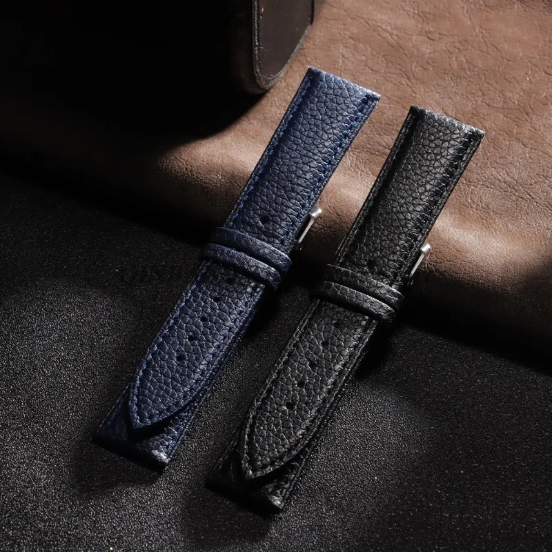 Litchi Pattern Leather Watch Band Bracelet - Stylish Replacement Wrist Strap