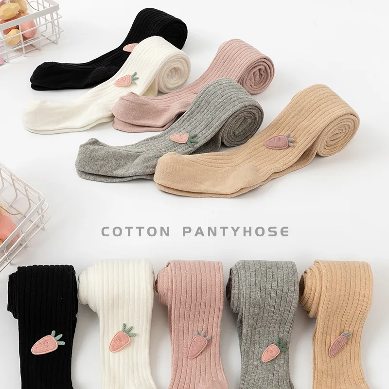 

Spring Autumn New Girls Leggings Children's Pantyhose White Cotton Knit Cute Carrot Soft Kids Baby One Piece Tights For 0-11T
