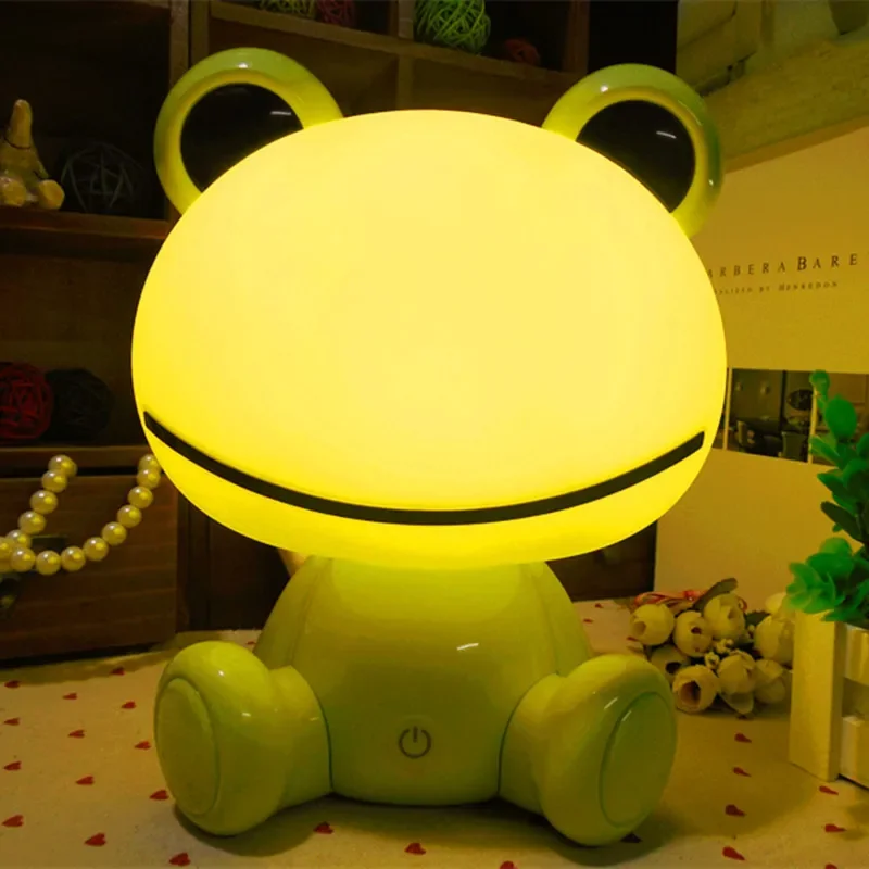 

Cute Frog LED Table Lamp Children Boy Girl Gift Bedroom Bedside Table Light Eye Protection Three-speed Touch USB Night Lamp