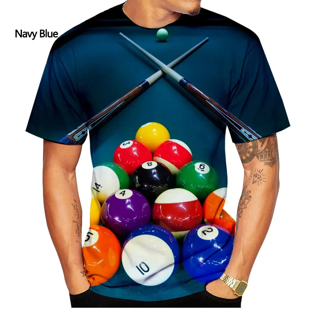 

2024 New Fashion Men's and Women's Short-sleeved 3D Printed T-shirt Billiards T-shirt Casual Personality Shirt T-shirt