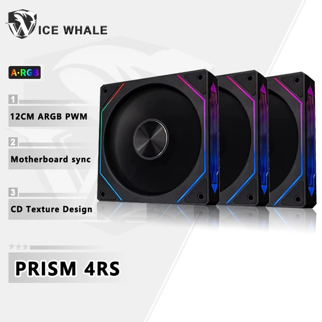 ICE Whale Prism 4RS ARGB PC พัดลม 120 มม.การออกแบบกระจก Infinity เมนบอร์ดแสง SYNC 4PIN PWM CPU Cooler พัดลม ventilador 1