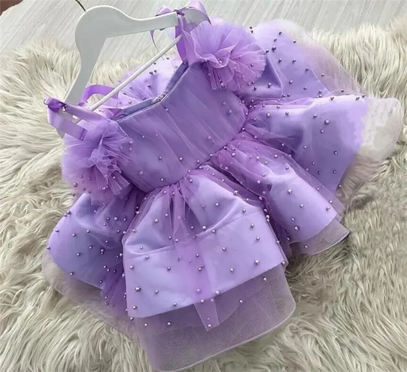 

Lilac Fluffy Girls Pageant Dresses Tutu Outfit Birthday Party Dress Flower Girl Dresses Formal Holy Communion Gown 12M 24M 4T