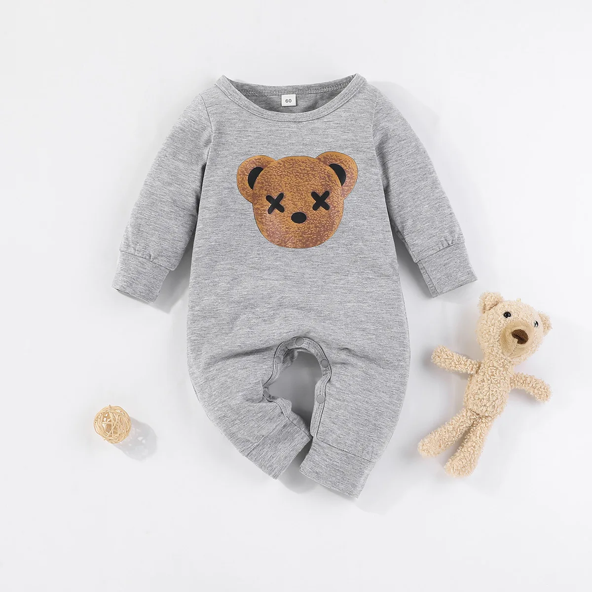 0-24M 용수철 가을 , 남아 여아 롬퍼 플레이수트 작업복, 코튼 긴팔 점프 수트, 의류