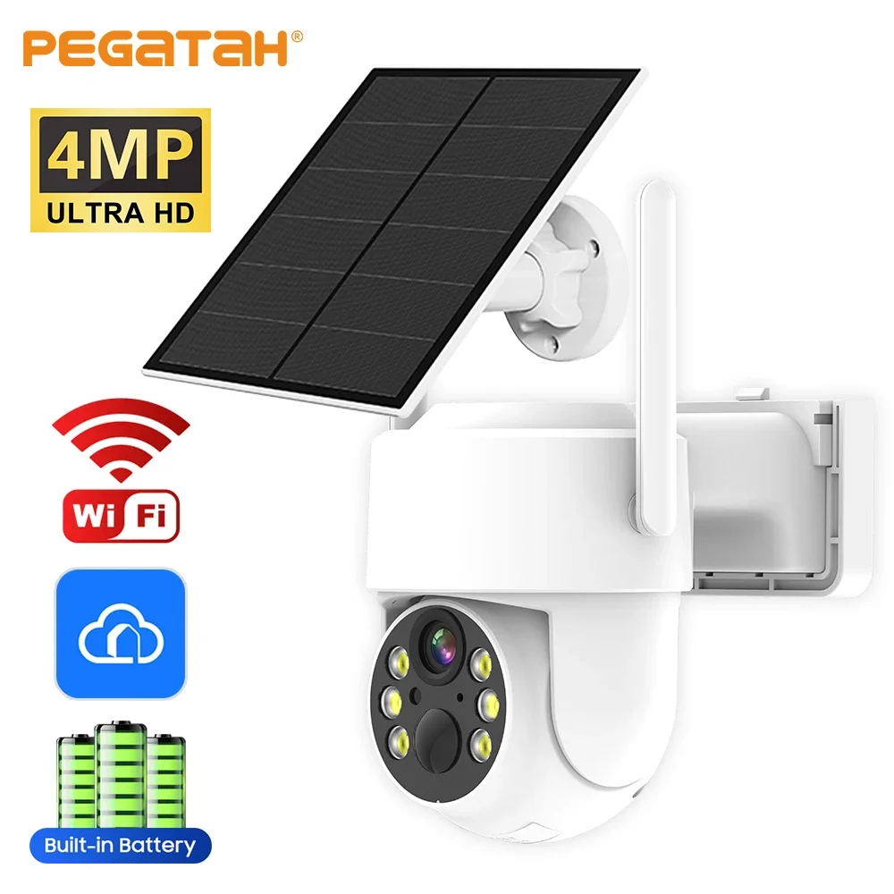 

IP-камера PEGATAH, 4 МП, HD, Wi-Fi, PTZ, 8000 мА ч
