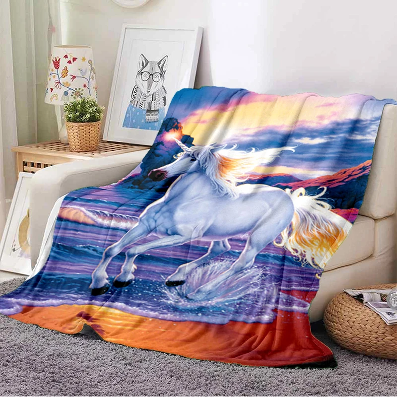 Unicorn Blanket for Girl Boy Unicorn Magic Castle Fleece Throw Blanket Super Soft Cozy Plush Fuzzy Blankets for Couc