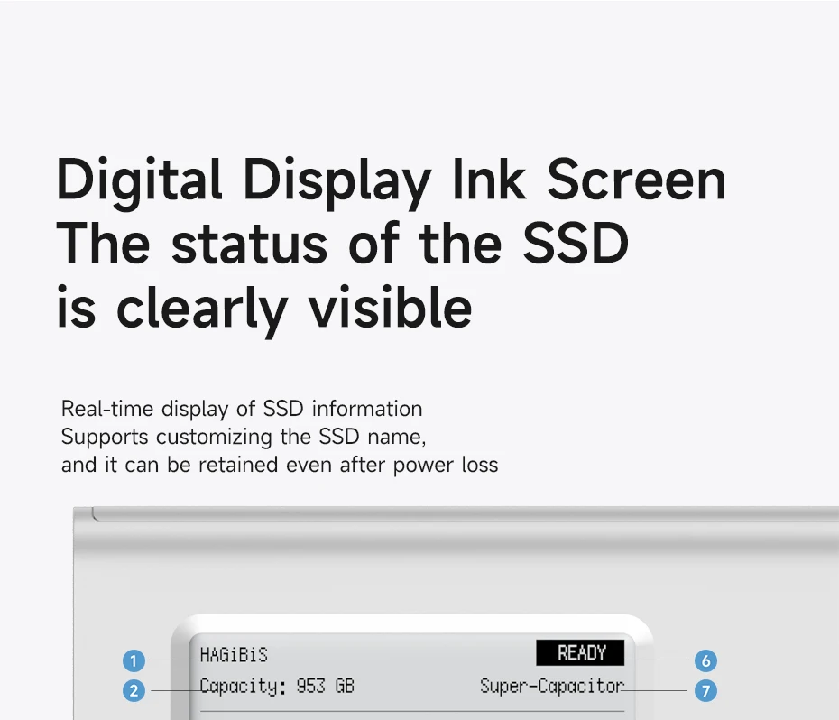 Hagibis NVMe SSD Enclosure with E-Ink Display (10Gbps)