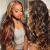 30 Inch Colored Highlight Human Hair Wigs Body Wave Lace Front Wig For Women Brazilian Pre Plucked 13x4 Transparent Hair Wigs 5