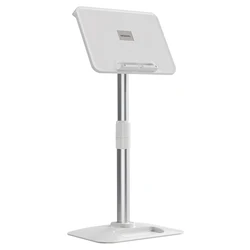 Adjustable Height Floor Reading Stand with Foldable Tablet and Book Holder (WHITE)