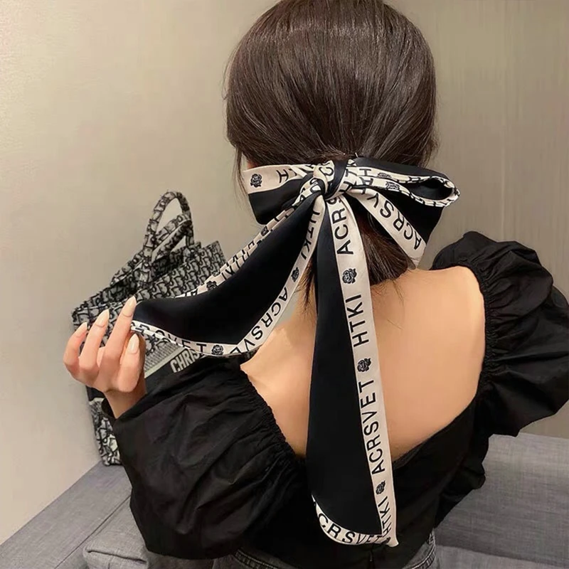 Long Hair Bows Scarf Headscarf Fashion Hair Ties Ribbons Multifunctional  Headband Bandana Elastic Hair Accessories For Women - AliExpress