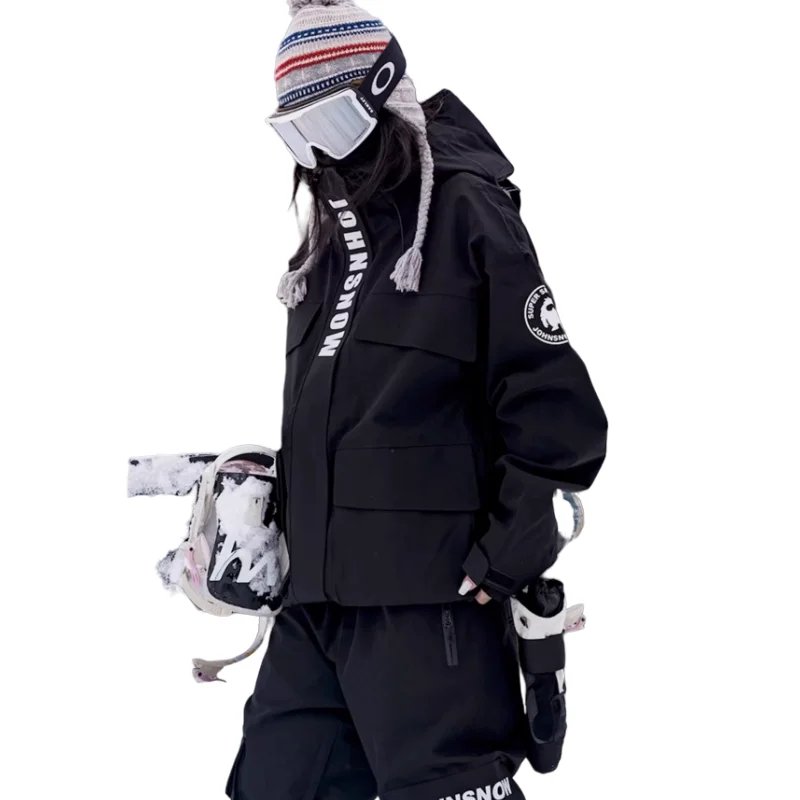 Ski Wear Women Men Waterproof Thickened Windproof Hooded Snowboard Jacket Pants