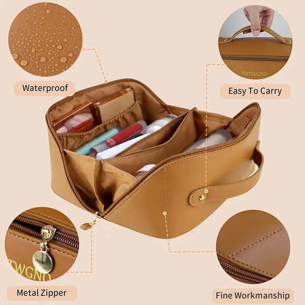 Luxury Female Makeup Organizer Bag PU Leather Cosmetic Case