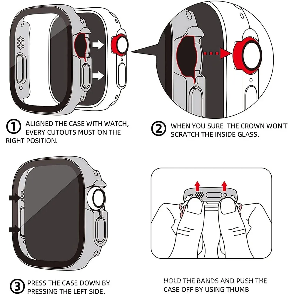 Coque de protection d'écran en verre pour Apple Watch, coque pour iWatch 4, 5, 6, SE, 44mm, 40mm, pare-chocs, passer à Ultra, série 8, 7, 45mm, 41mm