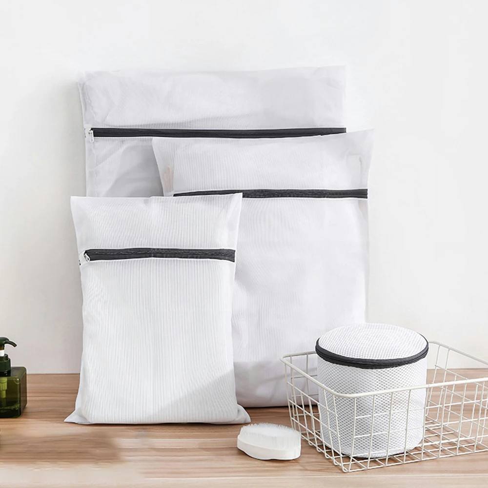 

Mesh Laundry Bag Underware Clothing Anti-deformation Bags For Washing Machine Zippered Clothes Organizer Bathroom Storage