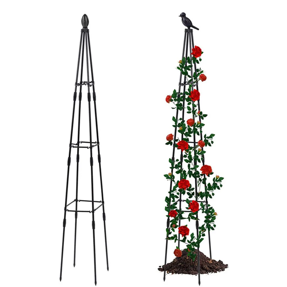 Obelisco Da Giardino In Metallo Nero 1,9 M - Traliccio Per Piante Rampicanti, Resistente Alle