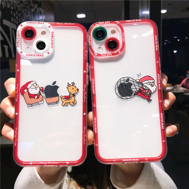 Funny Cartoon New Year's Christmas Phone Case For Iphone 13 14pro 11 12 Xs Xr 8 7plus Clear Soft Cover Christmas Accessories Mobile Cases & Covers - AliExpress