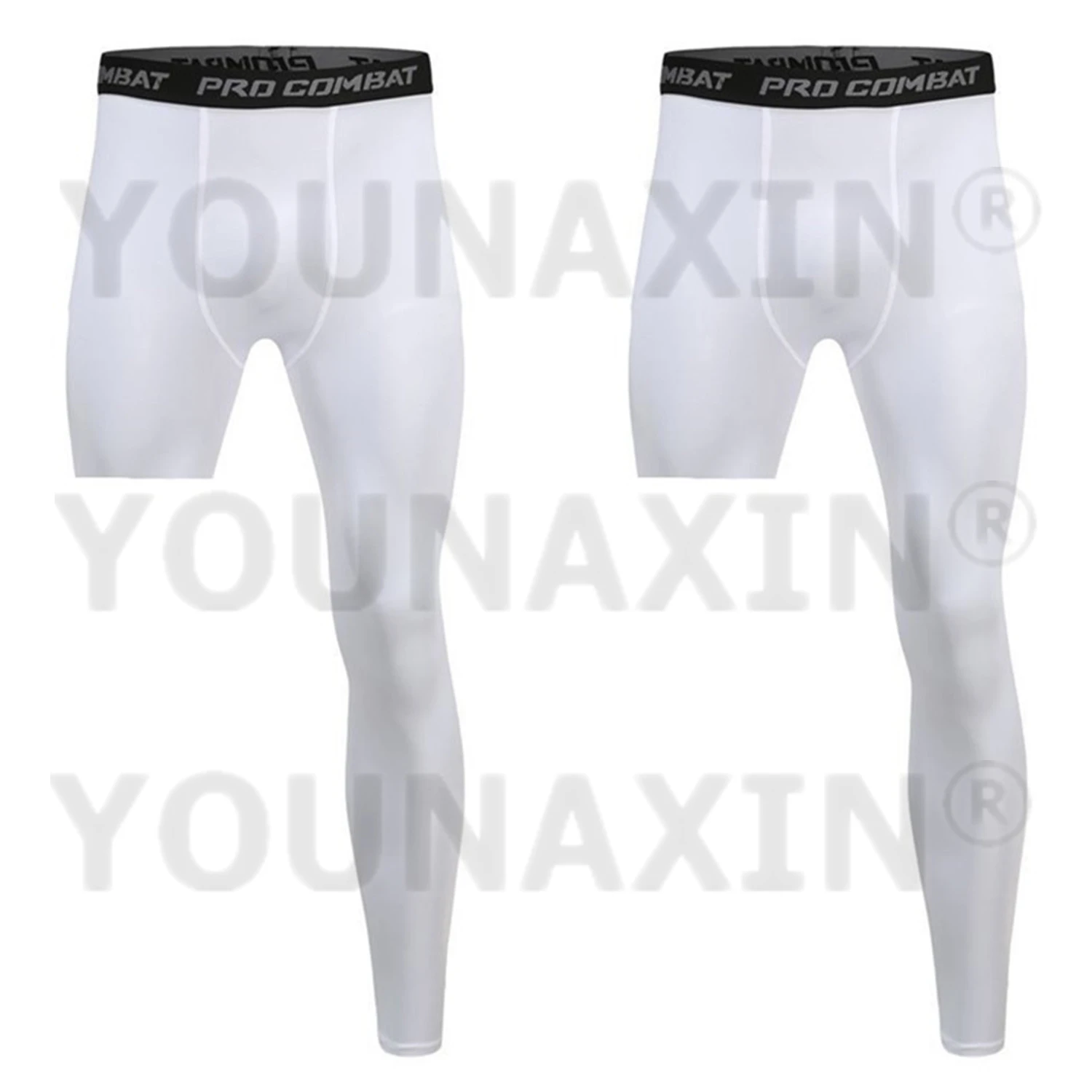 2 Pieces Men Base Layer Exercise Trousers Running Tight Sport Cropped One Leg Leggings Basketball Football Yoga Fitness Pants