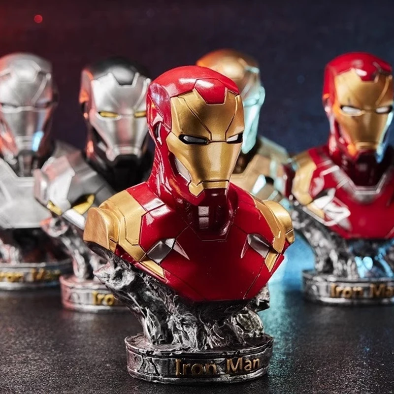 Avengers Iron Man Anime Figure Periferiche Marvel Black Panther Busto 1:1 Figura Modello Home Ornament Large Resin Collection Gifts