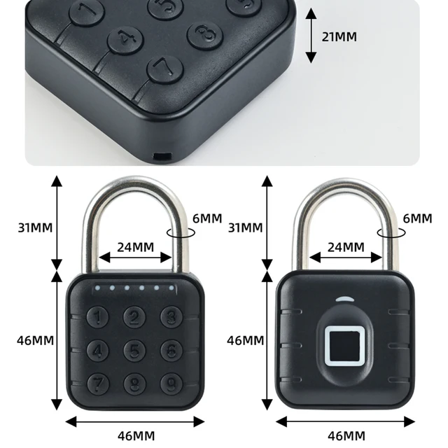 Fingerprint Padlock Keyless with Tuya APP Smart Padlock Waterproof Battery-powered for Cabinet Backpack Offices Bicycles 6