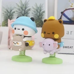 Kawaii Panda Bear Cartoon Figurine - Creative Spring Animal Car Ornament (Both)