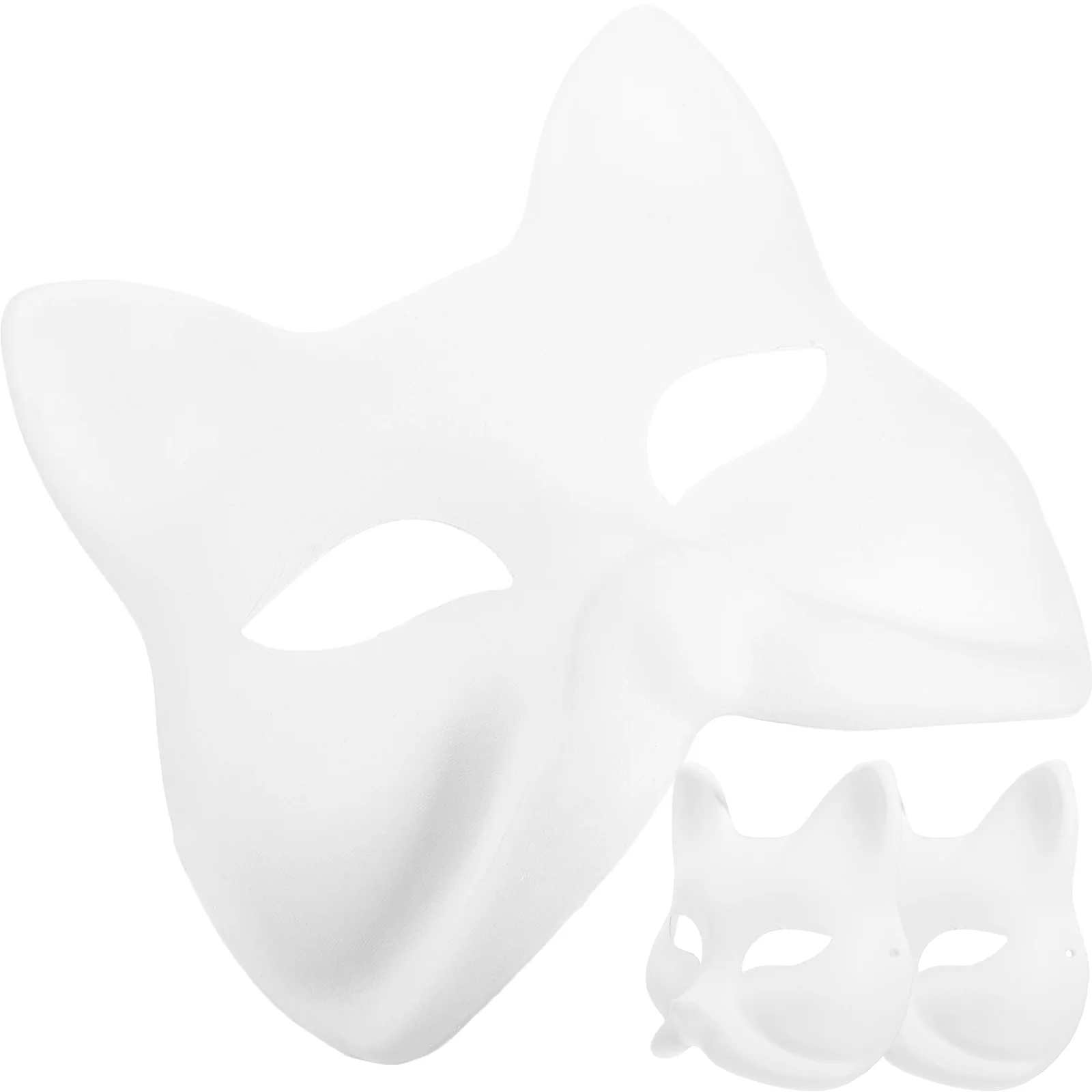Kitsunes Fox Masks 3Pcs Blank Paper Cat Half Face Cover Diy White Animal Masks Fox Cosplay Costume Japanese Anime