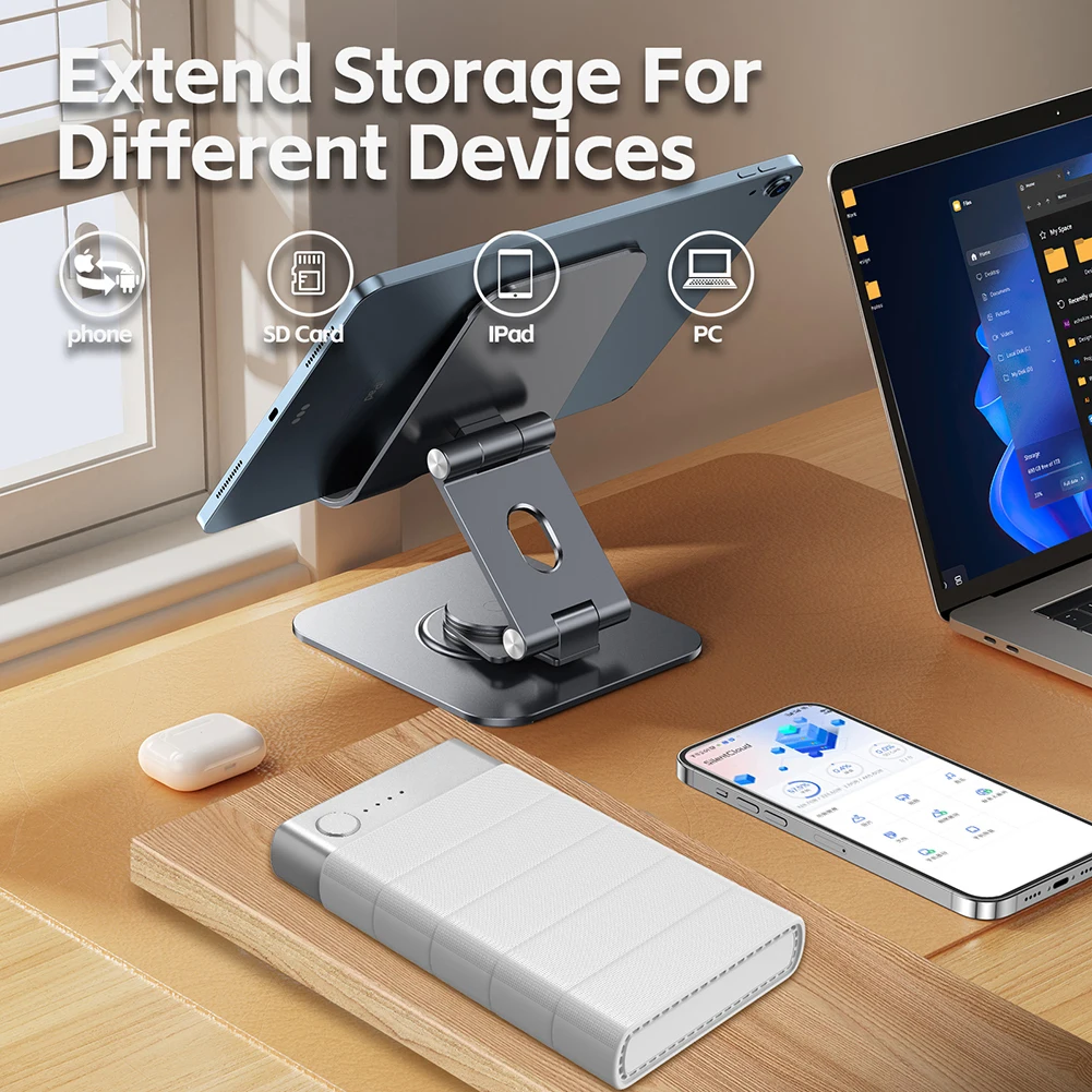 5000mAh External Hard Drive Photo Stick 500G/1TB Power Supply Portable External Hard Drive Storage Device for Android & iOS