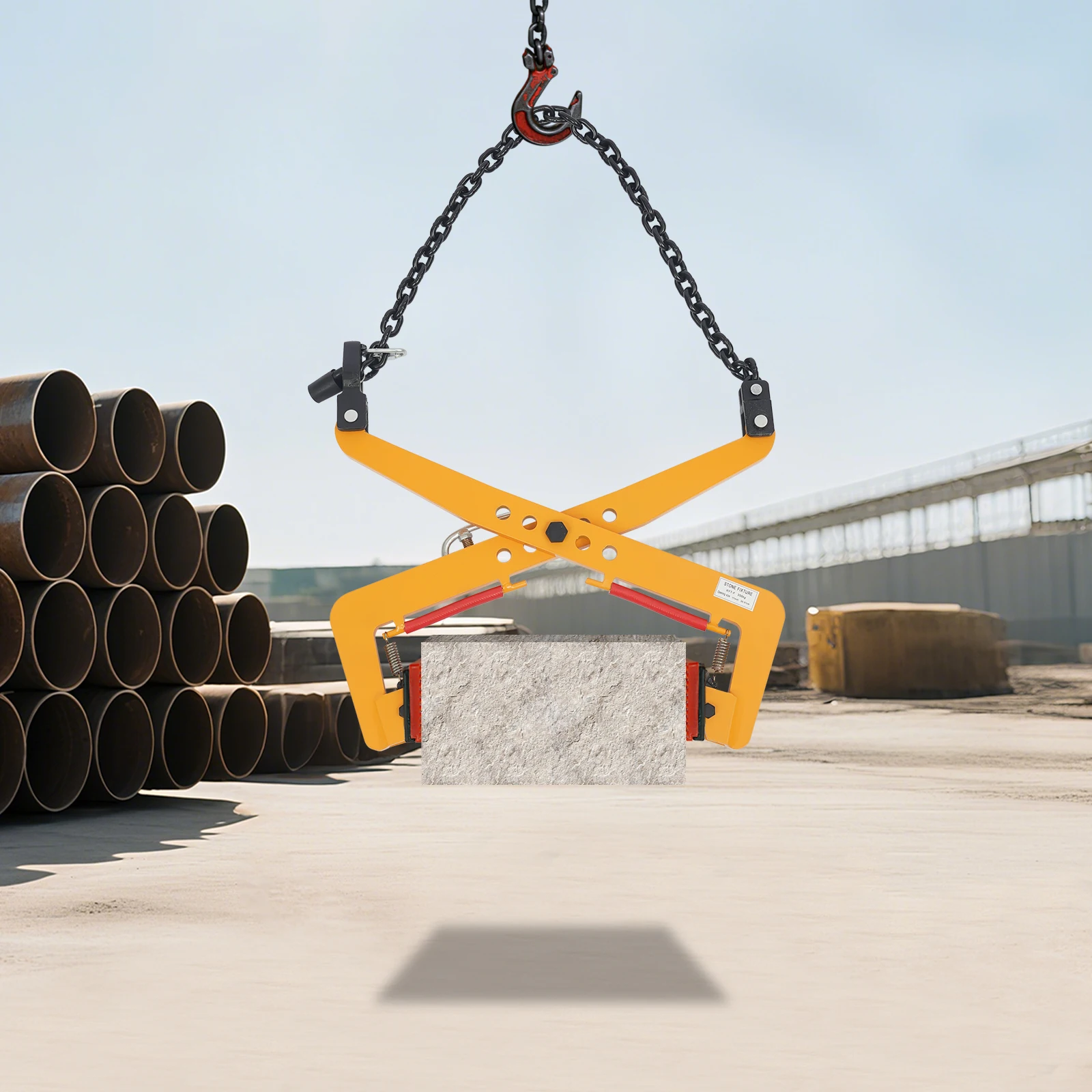 Hebezange, 17 Zoll, 350 kg, robuster Palettenzieher aus gelbem Stahl, Steinklemme zum Bewegen von Holz, Holzscheiten, Pflasterplatten, Bordsteinen