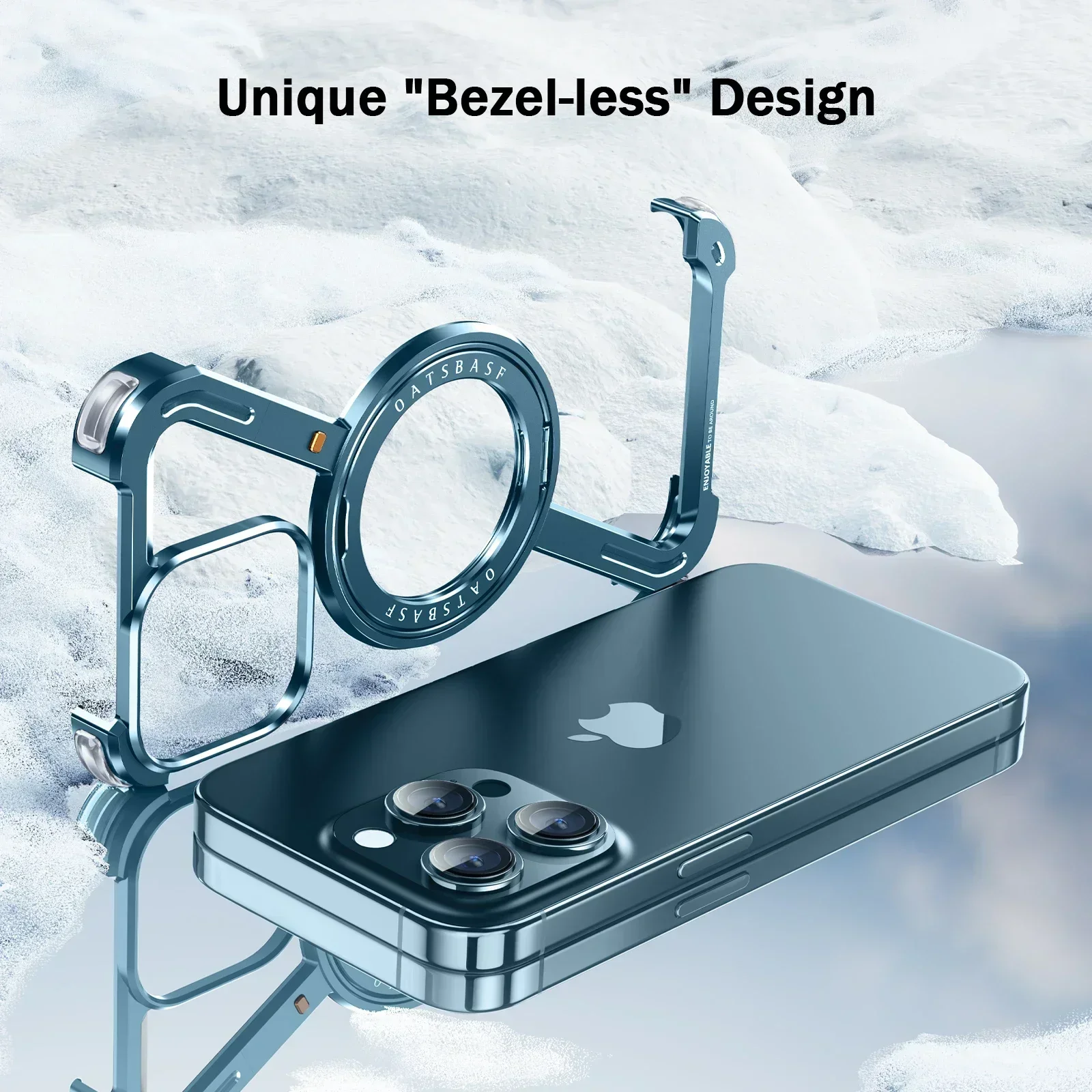 Eary Frameless for iPhone 16/15/14/13 Pro max Phone Case Compatible with MagSafe Shockproof  Protective Cover Plus Metal Shells