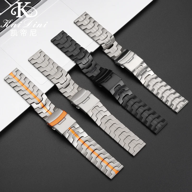 Sleek Titanium Orange Adjustable Watch Strap, 22mm/20mm