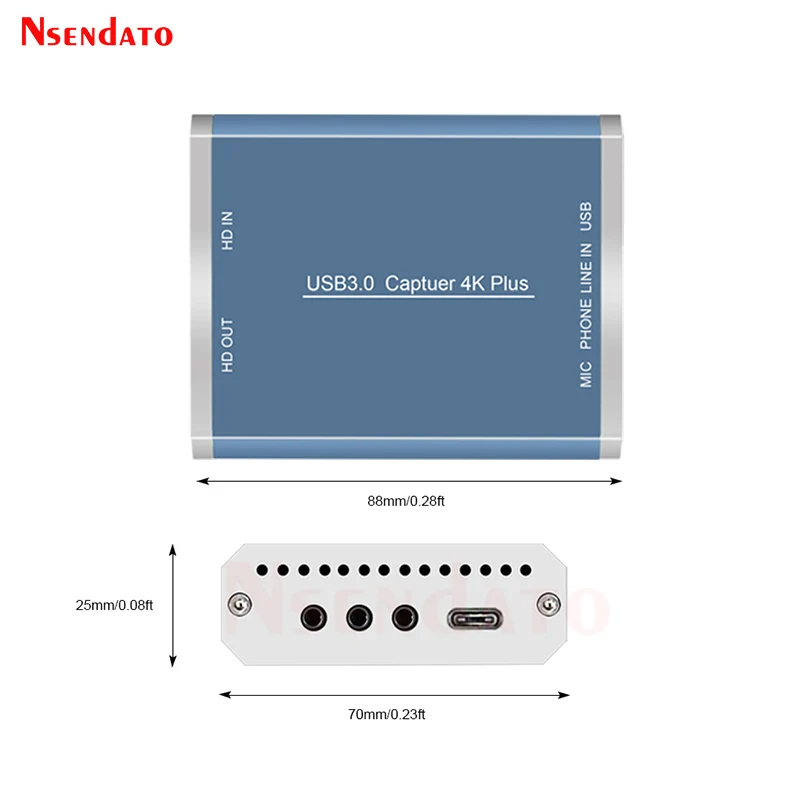 4K UHD HDMI USB3.0 Video Board Capture Card Box Grabber Recorder Dongle With Mic loop For Camera Live Streaming PC TV PS4