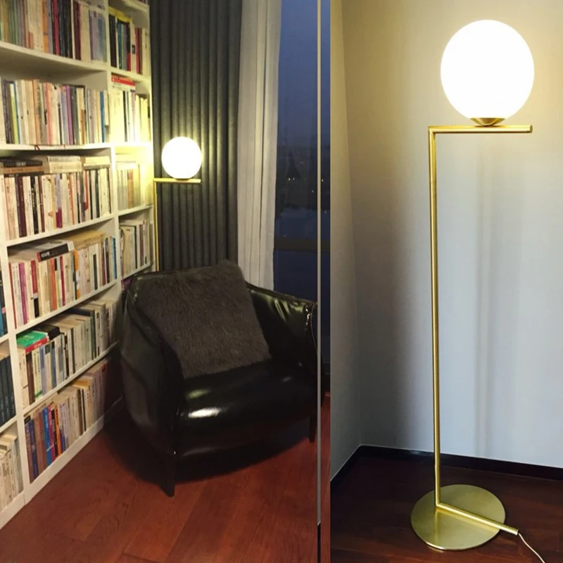 

Nordic Floor Lamps Glass Ball Standing Lamp Corner floor Lamps for living room Chrome Gold led floor lamp bedroom decoration