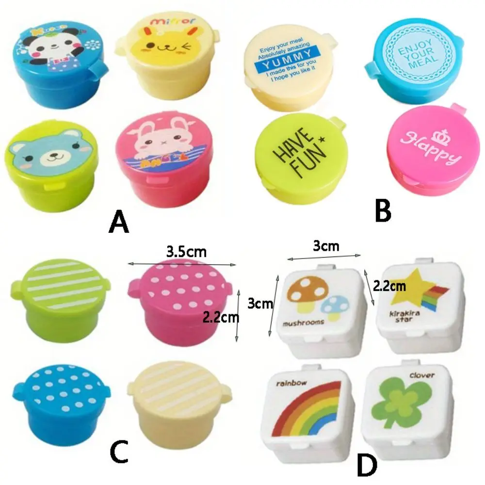 4Pcs Set Round Square Mini Seasoning Sauce Box Refillable Plastic Condiment Box Small Capacity Sauce Packaging Box