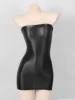 Sexy Women Oil Glossy Sheer Bodycon Dress Females See Through Strapless Pencil Dress Smooth Tight Mini Dress Clubwear 5